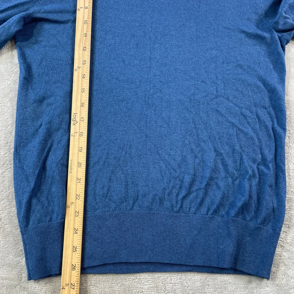 Banana Republic Sweater Mens Medium Blue Luxury Blend Silk Cashmere V Neck